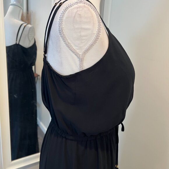 NWT Guess Black Double Strap Chiffon Maxi Dress, Size Large - Picture 9 of 16